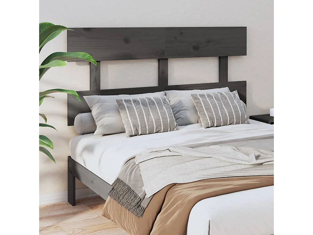 Hoofdbord | Hoofdeinde 124x3x81 cm massief grenenhout grijs