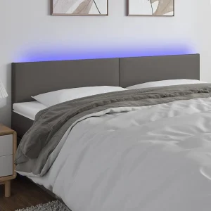 Hoofdbord | Hoofdeinde LED 160x5x78/88 cm kunstleer grijs Hoofdbord | Hoofdeinde LED 160x5x78/88 cm kunstleer grijs