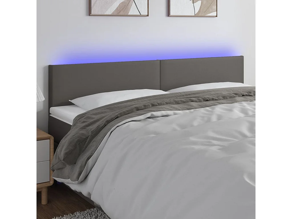Hoofdbord | Hoofdeinde LED 160x5x78/88 cm kunstleer grijs