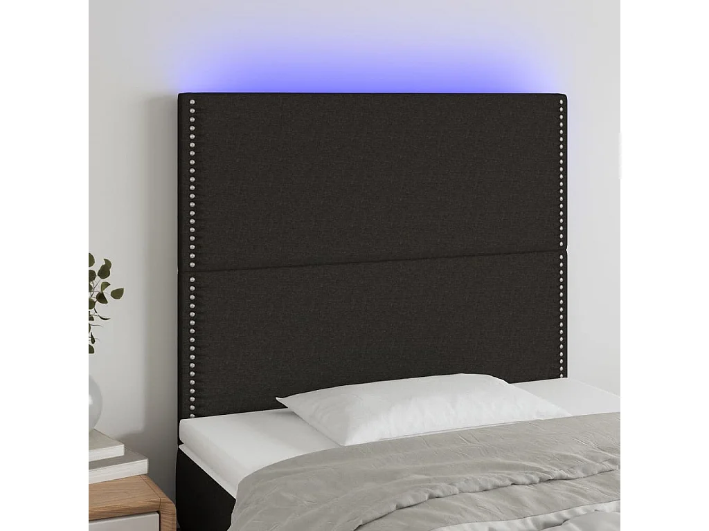 Hoofdbord | Hoofdeinde LED 100x5x118/128 cm stof zwart