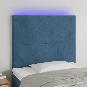 Hoofdbord | Hoofdeinde LED 100x5x118/128 cm fluweel donkerblauw Hoofdbord | Hoofdeinde LED 100x5x118/128 cm fluweel donkerblauw