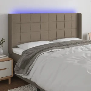 Hoofdbord | Hoofdeinde LED 183x16x118/128 cm stof taupe Hoofdbord | Hoofdeinde LED 183x16x118/128 cm stof taupe