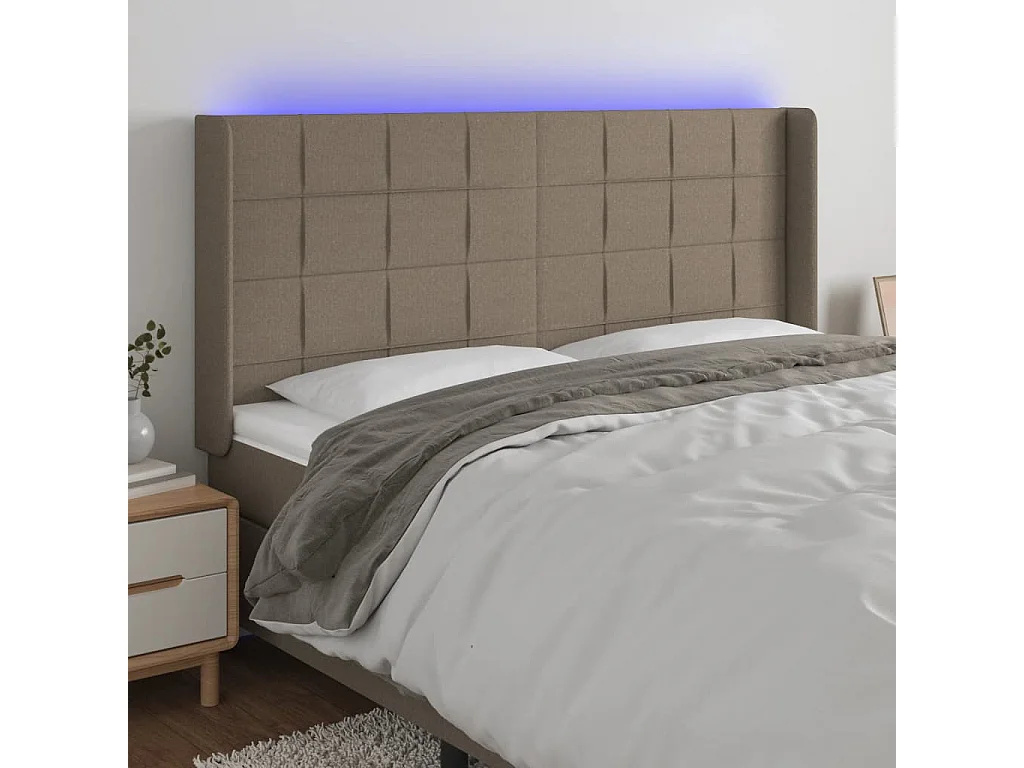 Hoofdbord | Hoofdeinde LED 183x16x118/128 cm stof taupe