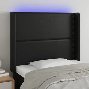 Hoofdbord | Hoofdeinde LED 103x16x118/128 cm kunstleer zwart Hoofdbord | Hoofdeinde LED 103x16x118/128 cm kunstleer zwart