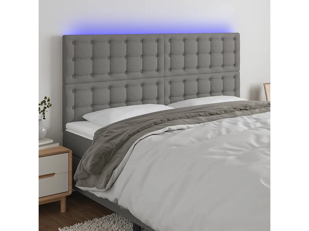 Hoofdbord | Hoofdeinde LED 160x5x118/128 cm stof donkergrijs