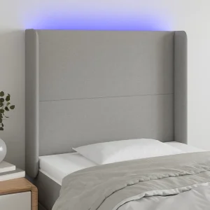 Hoofdbord | Hoofdeinde LED 103x16x118/128 cm stof lichtgrijs Hoofdbord | Hoofdeinde LED 103x16x118/128 cm stof lichtgrijs