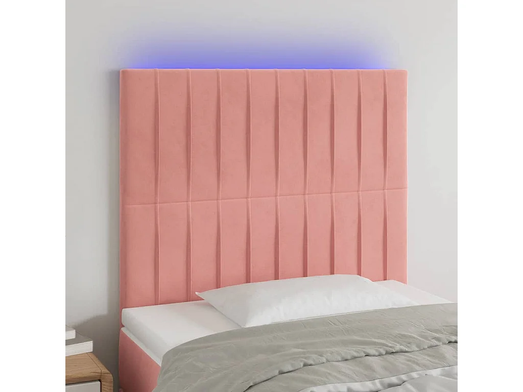 Hoofdbord | Hoofdeinde LED 100x5x118/128 cm fluweel roze