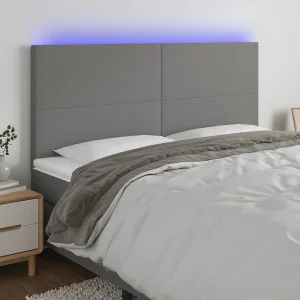 Hoofdbord | Hoofdeinde LED 200x5x118/128 cm stof donkergrijs Hoofdbord | Hoofdeinde LED 200x5x118/128 cm stof donkergrijs