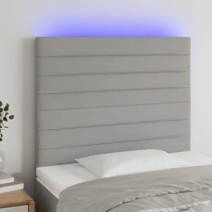 Hoofdbord | Hoofdeinde LED 80x5x118/128 cm stof lichtgrijs