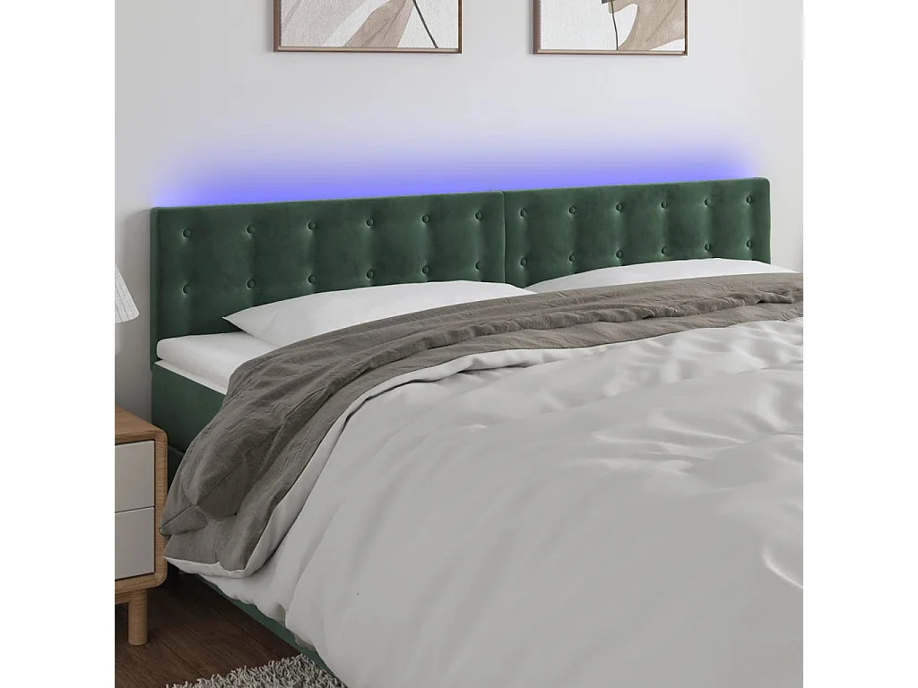 Hoofdbord | Hoofdeinde LED 180x5x78/88 cm fluweel donkergroen