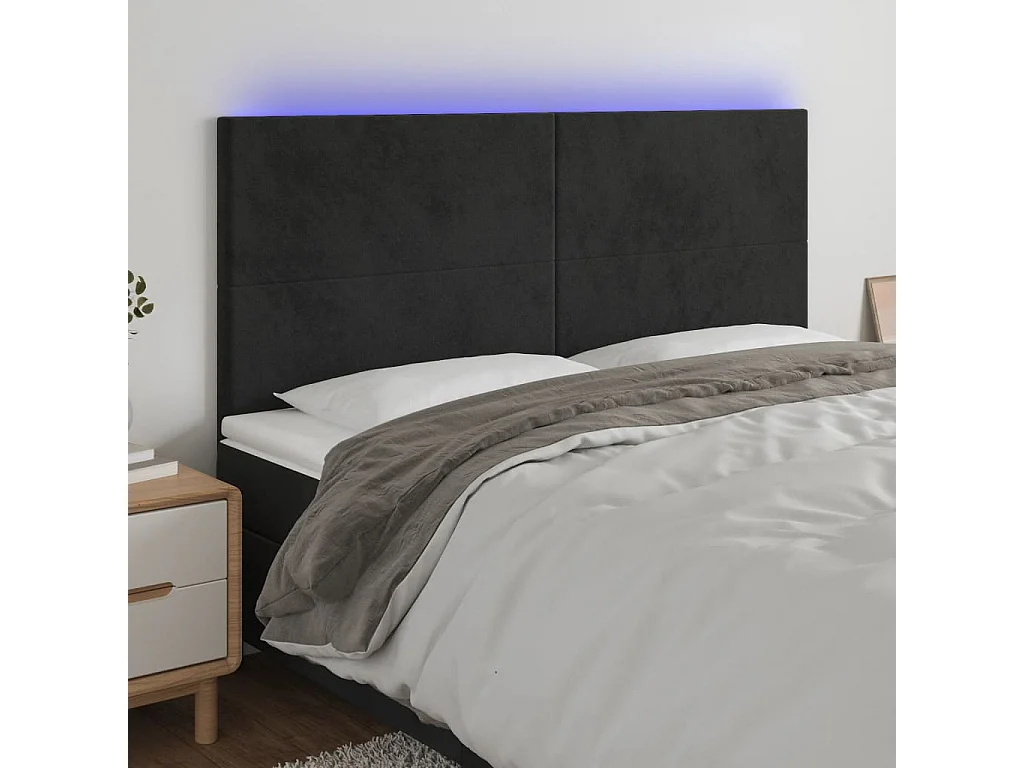 Hoofdbord | Hoofdeinde LED 160x5x118/128 cm fluweel zwart