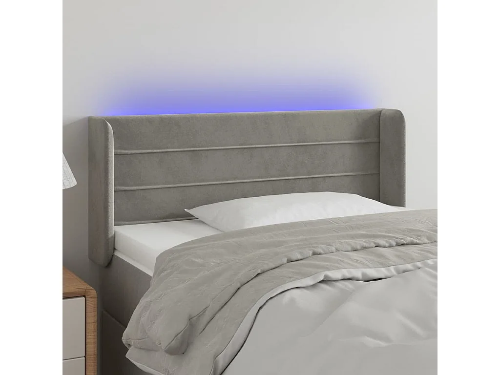 Hoofdbord | Hoofdeinde LED 93x16x78/88 cm fluweel lichtgrijs