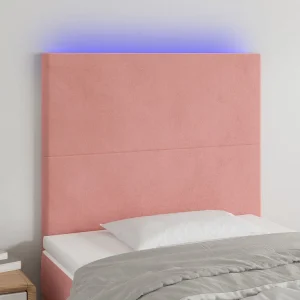 Hoofdbord | Hoofdeinde LED 80x5x118/128 cm fluweel roze Hoofdbord | Hoofdeinde LED 80x5x118/128 cm fluweel roze