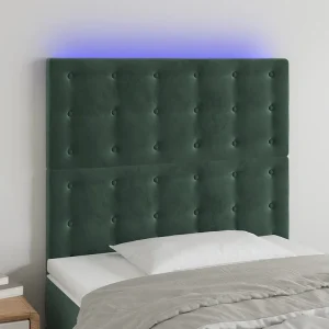 Hoofdbord | Hoofdeinde LED 80x5x118/128 cm fluweel donkergroen