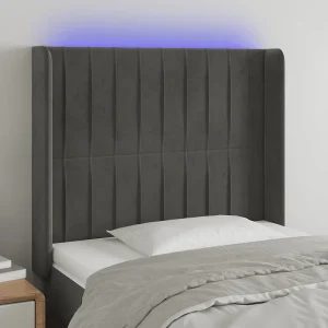 Hoofdbord | Hoofdeinde LED 83x16x118/128 cm fluweel donkergrijs Hoofdbord | Hoofdeinde LED 83x16x118/128 cm fluweel donkergrijs
