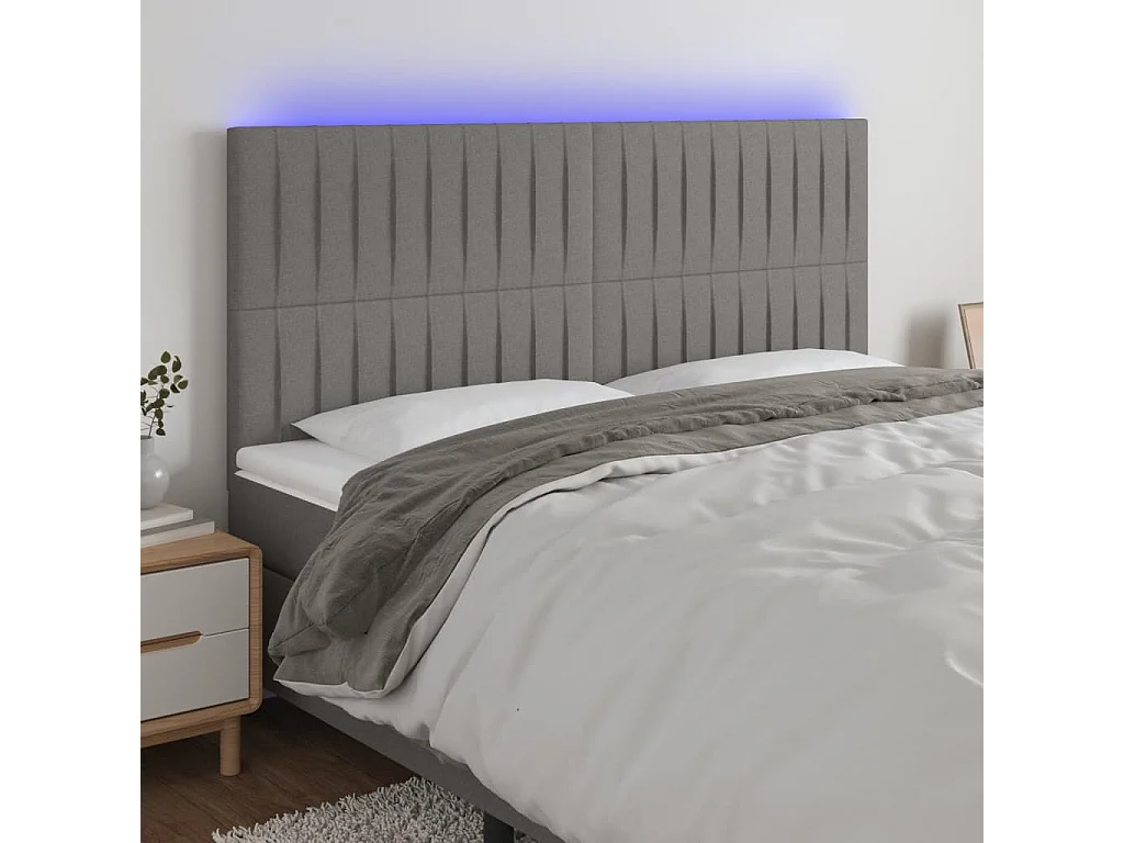 Hoofdbord | Hoofdeinde LED 180x5x118/128 cm stof donkergrijs