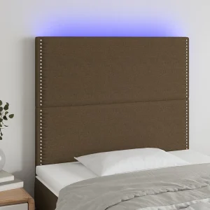 Hoofdbord | Hoofdeinde LED 90x5x118/128 cm stof donkerbruin Hoofdbord | Hoofdeinde LED 90x5x118/128 cm stof donkerbruin