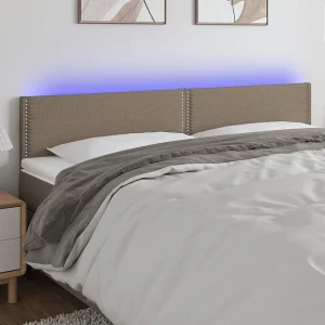 Hoofdbord | Hoofdeinde LED 200x5x78/88 cm stof taupe Hoofdbord | Hoofdeinde LED 200x5x78/88 cm stof taupe