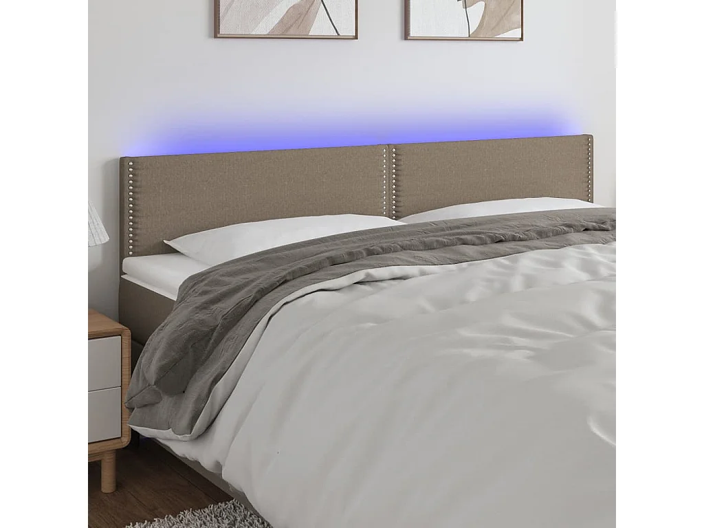 Hoofdbord | Hoofdeinde LED 200x5x78/88 cm stof taupe