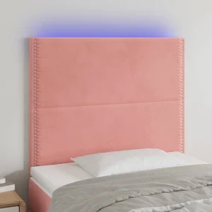 Hoofdbord | Hoofdeinde LED 80x5x118/128 cm fluweel roze Hoofdbord | Hoofdeinde LED 80x5x118/128 cm fluweel roze