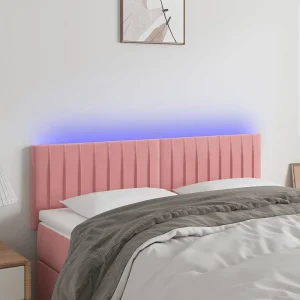Hoofdbord | Hoofdeinde LED 144x5x78/88 cm fluweel roze Hoofdbord | Hoofdeinde LED 144x5x78/88 cm fluweel roze