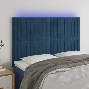 Hoofdbord | Hoofdeinde LED 144x5x118/128 cm fluweel donkerblauw