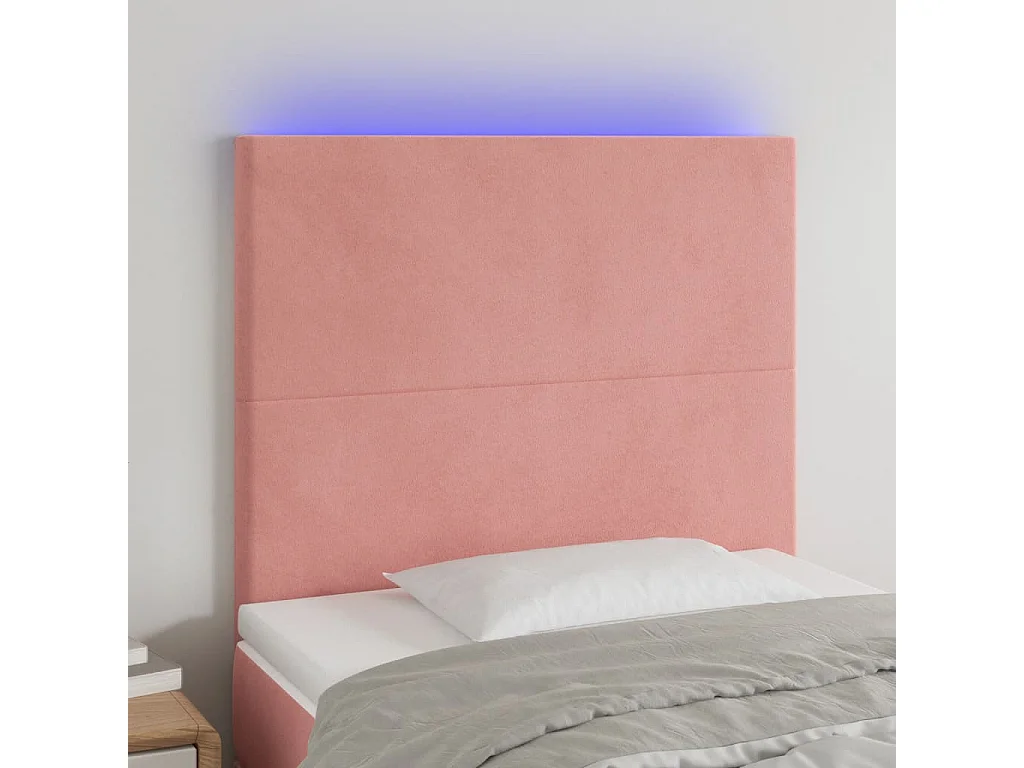 Hoofdbord | Hoofdeinde LED 100x5x118/128 cm fluweel roze