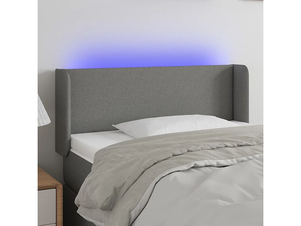 Hoofdbord | Hoofdeinde LED 83x16x78/88 cm stof donkergrijs