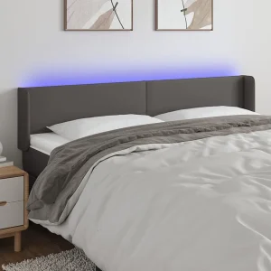 Hoofdbord | Hoofdeinde LED 183x16x78/88 cm kunstleer grijs
