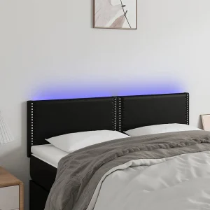 Hoofdbord | Hoofdeinde LED 144x5x78/88 cm kunstleer zwart