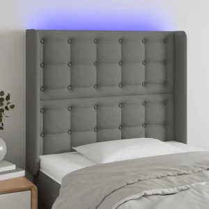 Hoofdbord | Hoofdeinde LED 103x16x118/128 cm stof donkergrijs Hoofdbord | Hoofdeinde LED 103x16x118/128 cm stof donkergrijs
