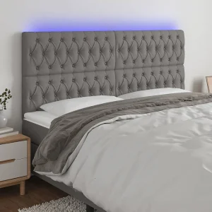 Hoofdbord | Hoofdeinde LED 180x7x118/128 cm stof donkergrijs Hoofdbord | Hoofdeinde LED 180x7x118/128 cm stof donkergrijs