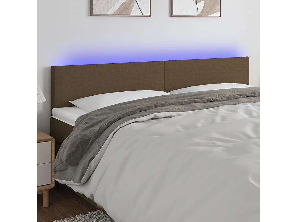 Hoofdbord | Hoofdeinde LED 160x5x78/88 cm stof donkerbruin