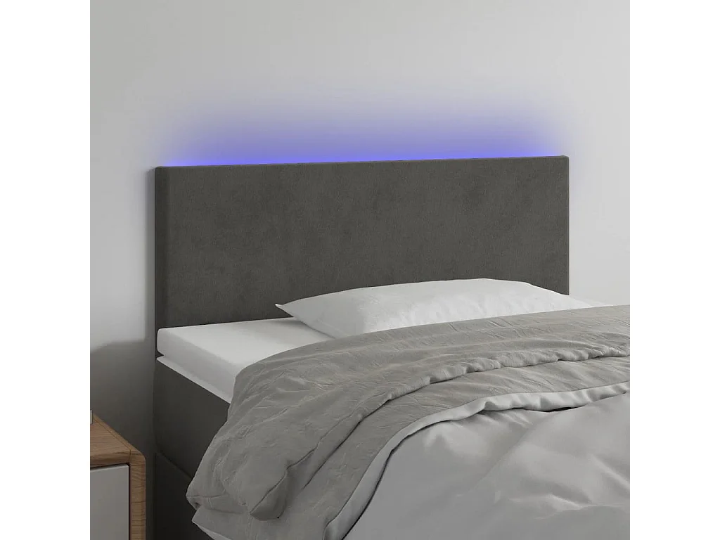 Hoofdbord | Hoofdeinde LED 80x5x78/88 cm fluweel donkergrijs