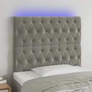 Hoofdbord | Hoofdeinde LED 100x7x118/128 cm fluweel lichtgrijs Hoofdbord | Hoofdeinde LED 100x7x118/128 cm fluweel lichtgrijs