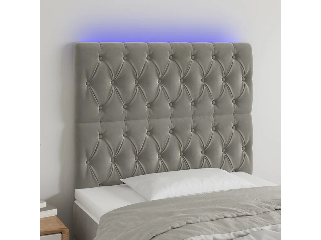 Hoofdbord | Hoofdeinde LED 100x7x118/128 cm fluweel lichtgrijs