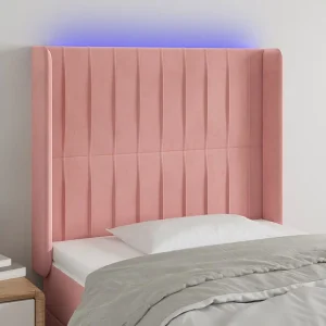 Hoofdbord | Hoofdeinde LED 93x16x118/128 cm fluweel roze Hoofdbord | Hoofdeinde LED 93x16x118/128 cm fluweel roze