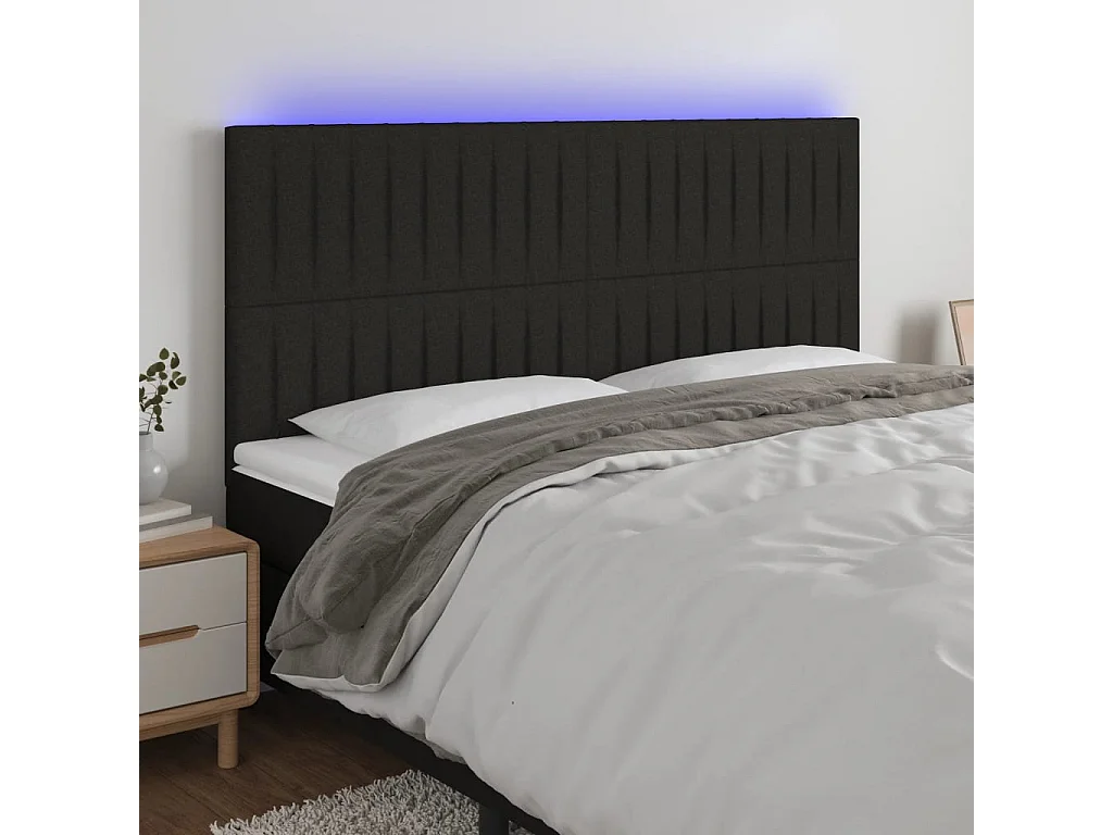 Hoofdbord | Hoofdeinde LED 200x5x118/128 cm stof zwart