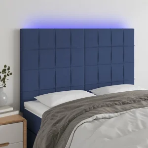 Hoofdbord | Hoofdeinde LED 144x5x118/128 cm stof blauw Hoofdbord | Hoofdeinde LED 144x5x118/128 cm stof blauw