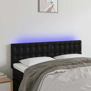 Hoofdbord | Hoofdeinde LED 144x5x78/88 cm kunstleer zwart