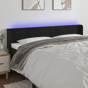 Hoofdbord | Hoofdeinde LED 183x16x78/88 cm fluweel zwart