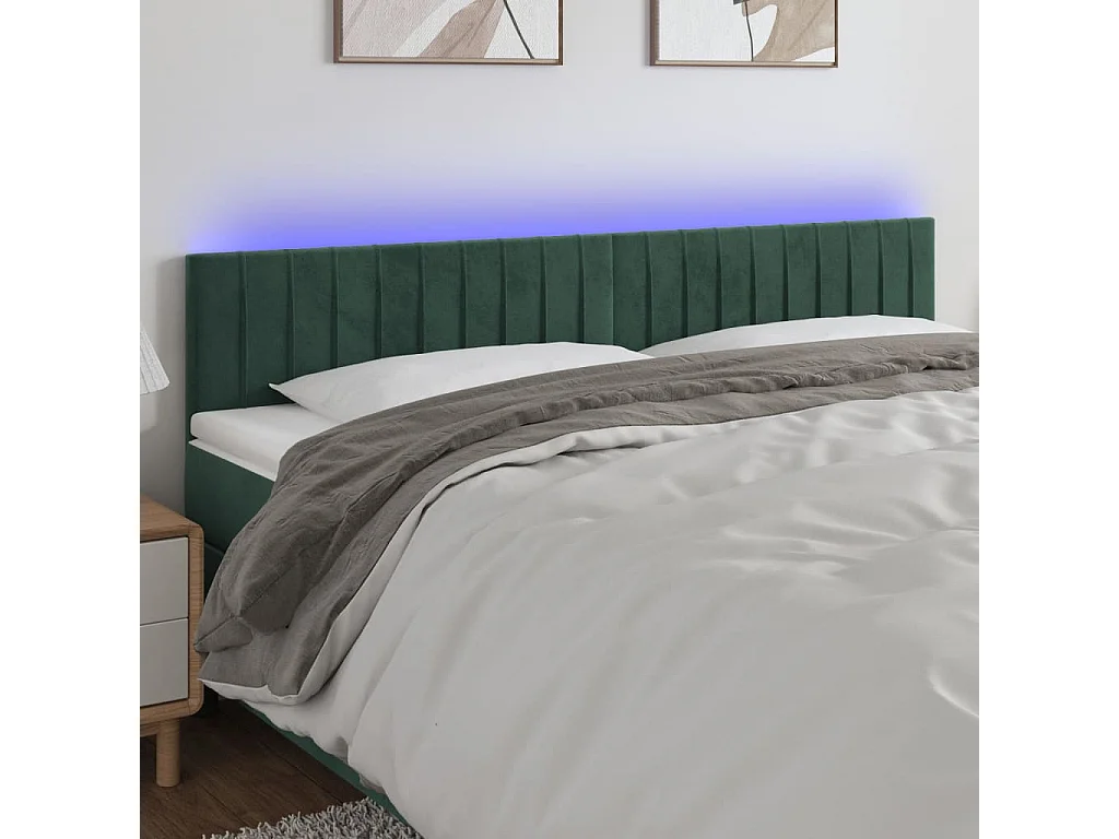 Hoofdbord | Hoofdeinde LED 200x5x78/88 cm fluweel donkergroen