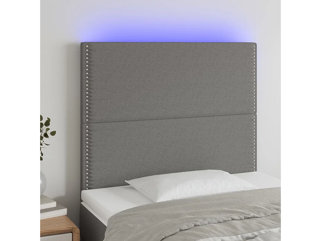 Hoofdbord | Hoofdeinde LED 90x5x118/128 cm stof donkergrijs