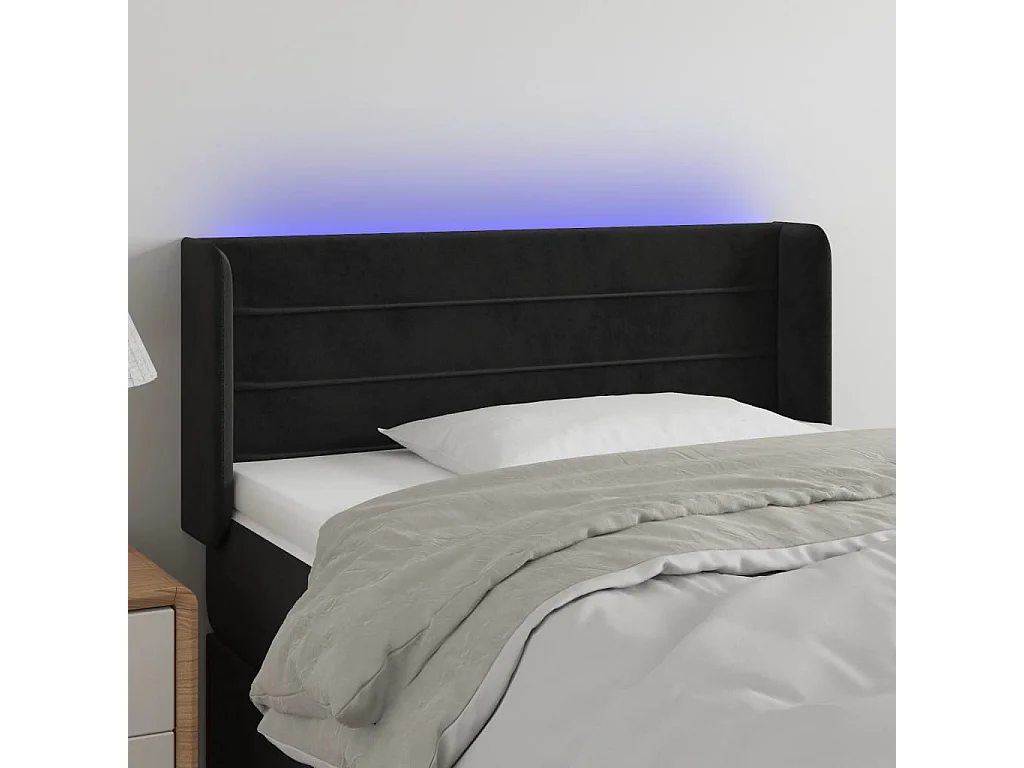 Hoofdbord | Hoofdeinde LED 93x16x78/88 cm fluweel zwart