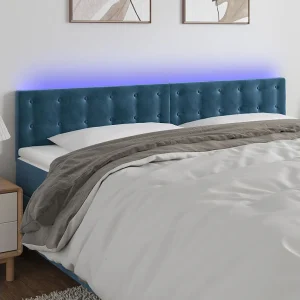 Hoofdbord | Hoofdeinde LED 180x5x78/88 cm fluweel donkerblauw Hoofdbord | Hoofdeinde LED 180x5x78/88 cm fluweel donkerblauw