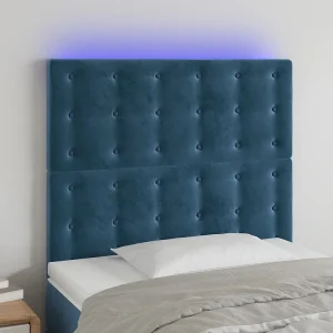 Hoofdbord | Hoofdeinde LED 100x5x118/128 cm fluweel donkerblauw Hoofdbord | Hoofdeinde LED 100x5x118/128 cm fluweel donkerblauw