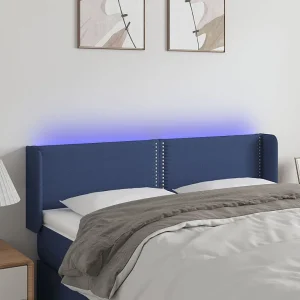 Hoofdbord | Hoofdeinde LED 147x16x78/88 cm stof blauw Hoofdbord | Hoofdeinde LED 147x16x78/88 cm stof blauw