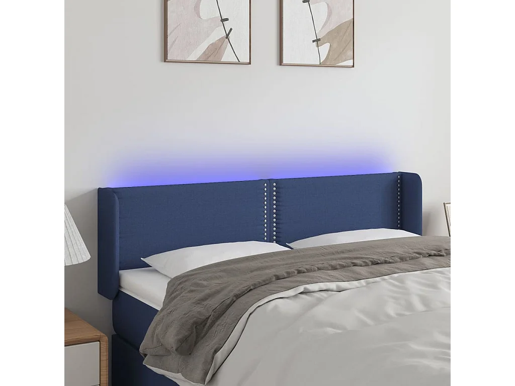Hoofdbord | Hoofdeinde LED 147x16x78/88 cm stof blauw