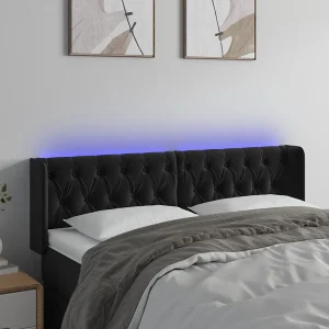 Hoofdbord | Hoofdeinde LED 163x16x78/88 cm fluweel zwart Hoofdbord | Hoofdeinde LED 163x16x78/88 cm fluweel zwart
