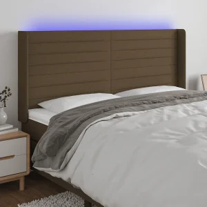 Hoofdbord | Hoofdeinde LED 183x16x118/128 cm stof donkerbruin Hoofdbord | Hoofdeinde LED 183x16x118/128 cm stof donkerbruin